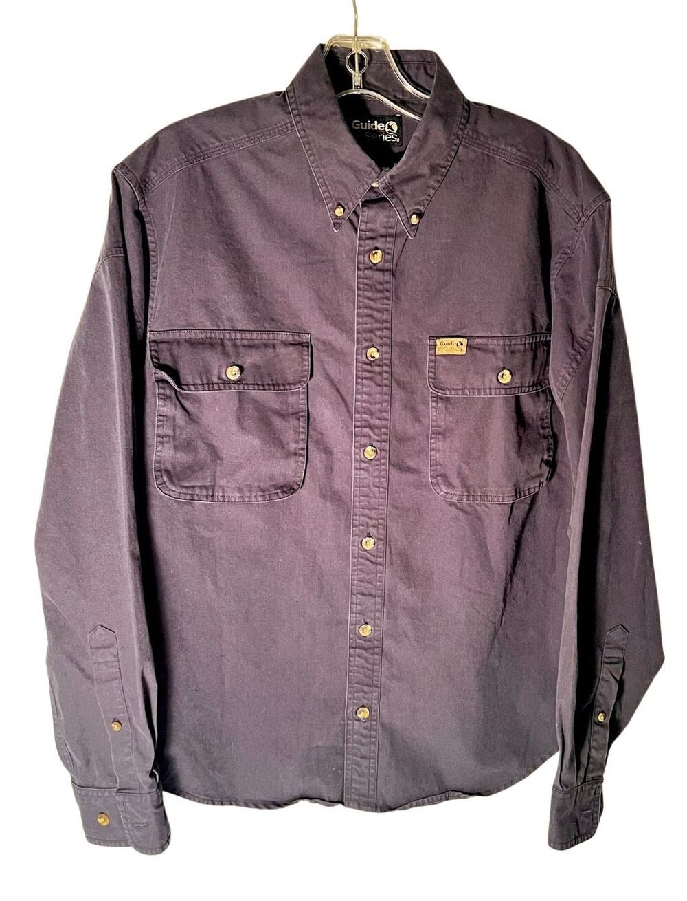 Guide Series Button Down Shirt Mens Sz Small Slate Gray Blue Long Sleeve